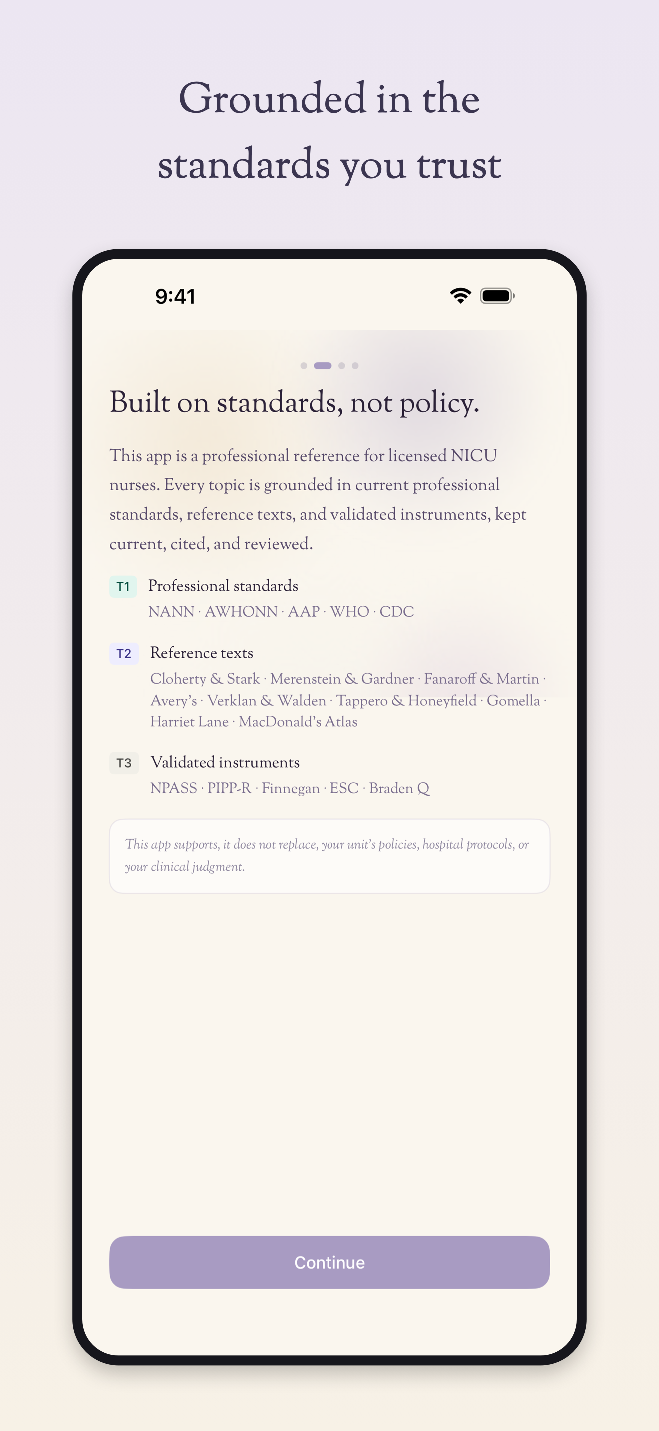 Grounded in the standards you trust: NeoNurse professional standards and reference texts