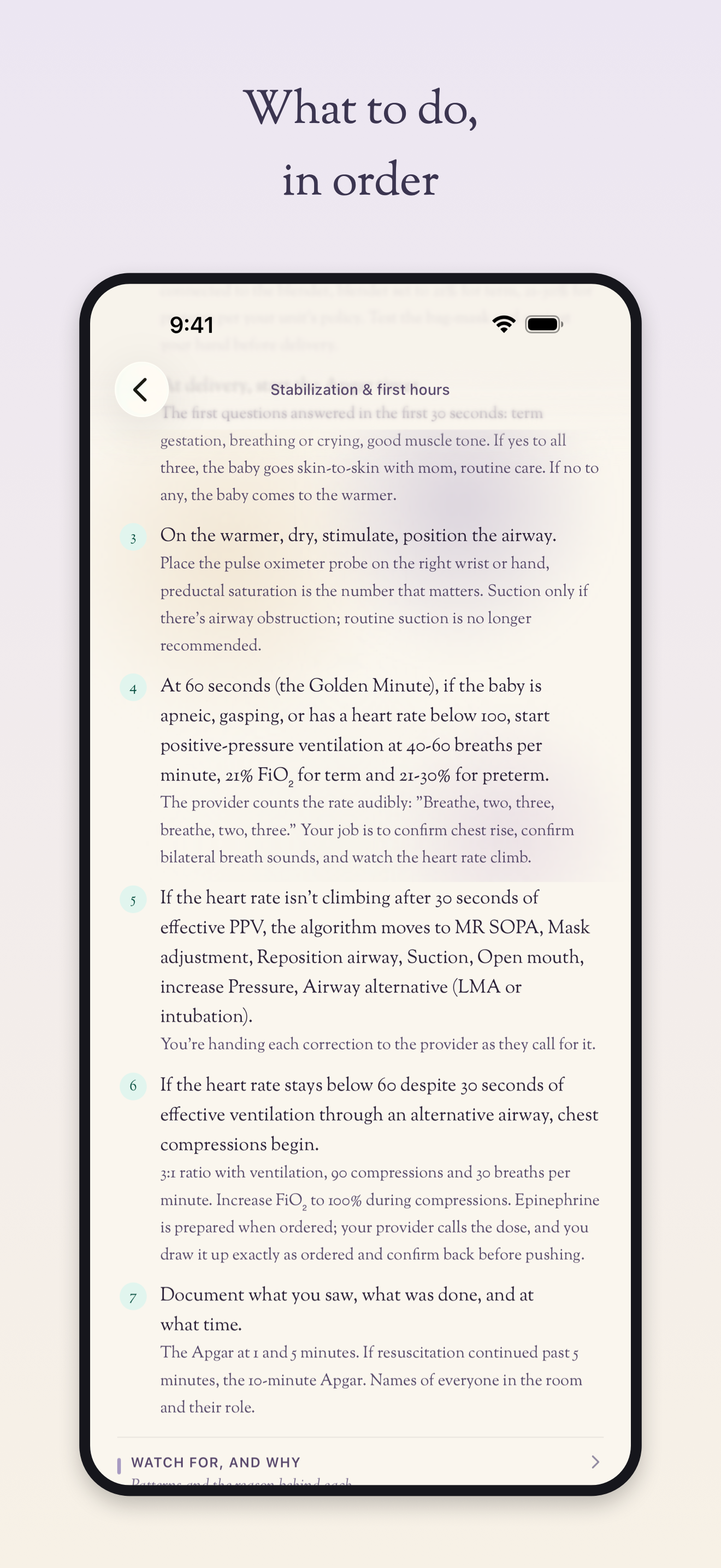 What to do, in order: NeoNurse step-by-step bedside guidance
